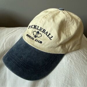 Pickleball Social Club Hat Cream and Navy Dad Cap Vintage Inspired Statement
